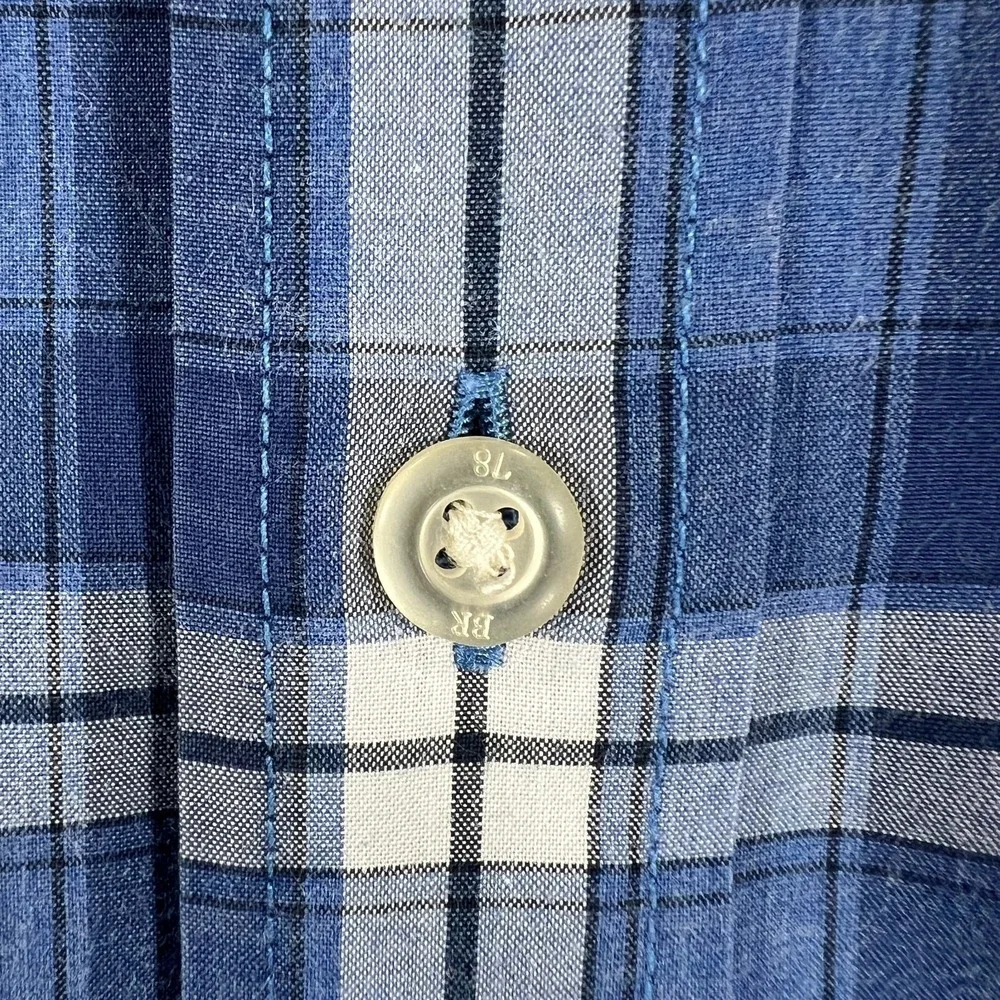 Banana Republic Shirt Mens Large Blue Plaid Long Sleeve Button‎ Up Grant Fit